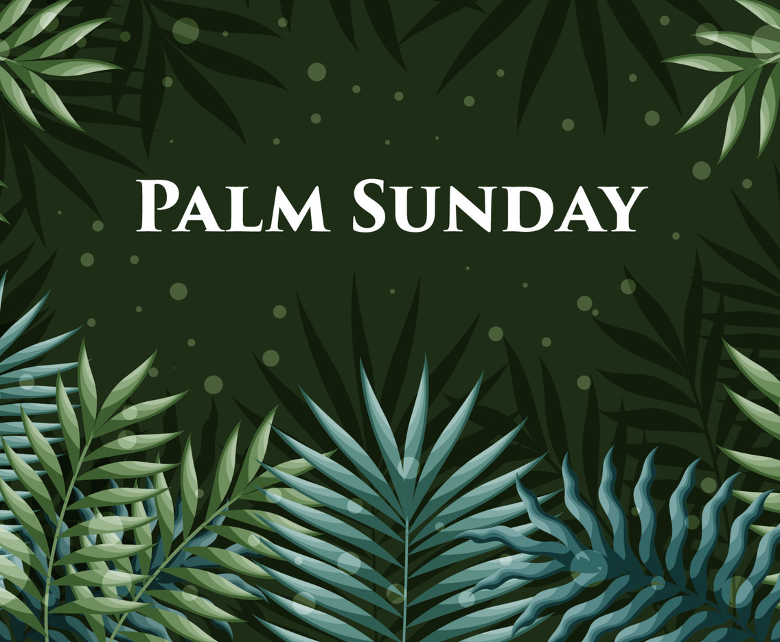 Palm Sunday Concept with Palm Leaves Frame Background