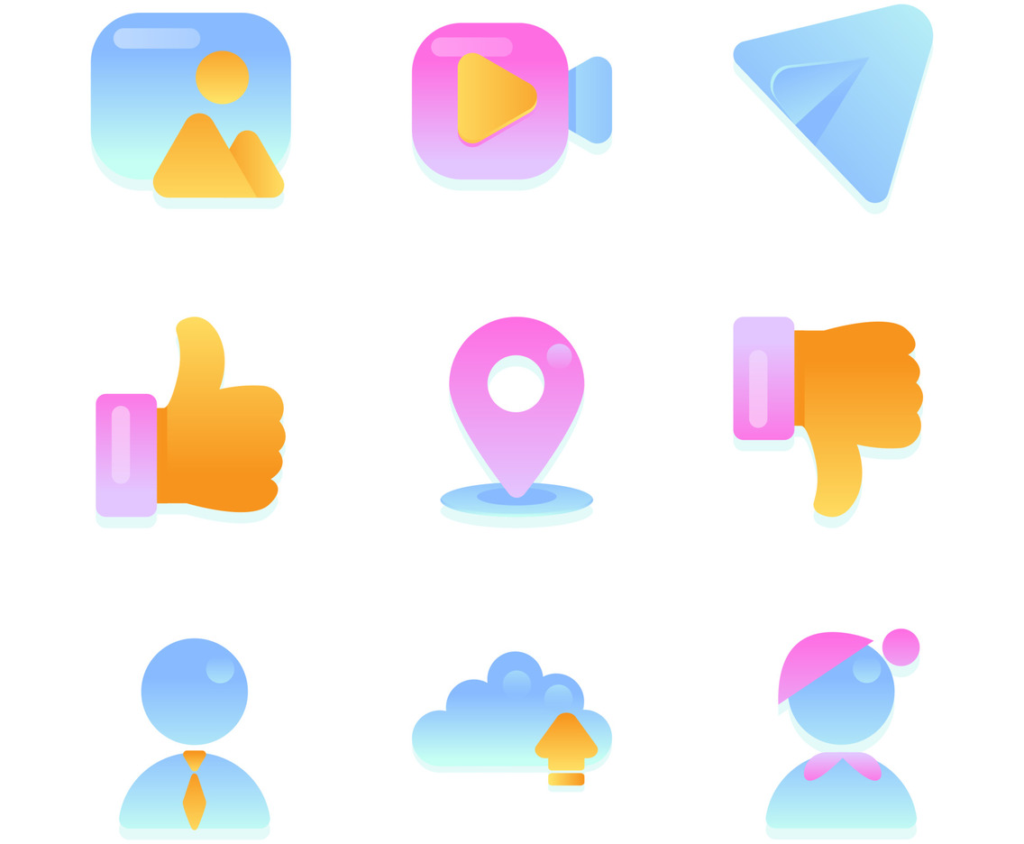 Simply Glossy Pastel Social Media Icons