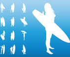 Surfer Girls Silhouettes