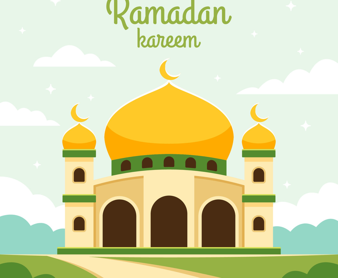 Ramadan Kareem Celebration with Mosque in Garden