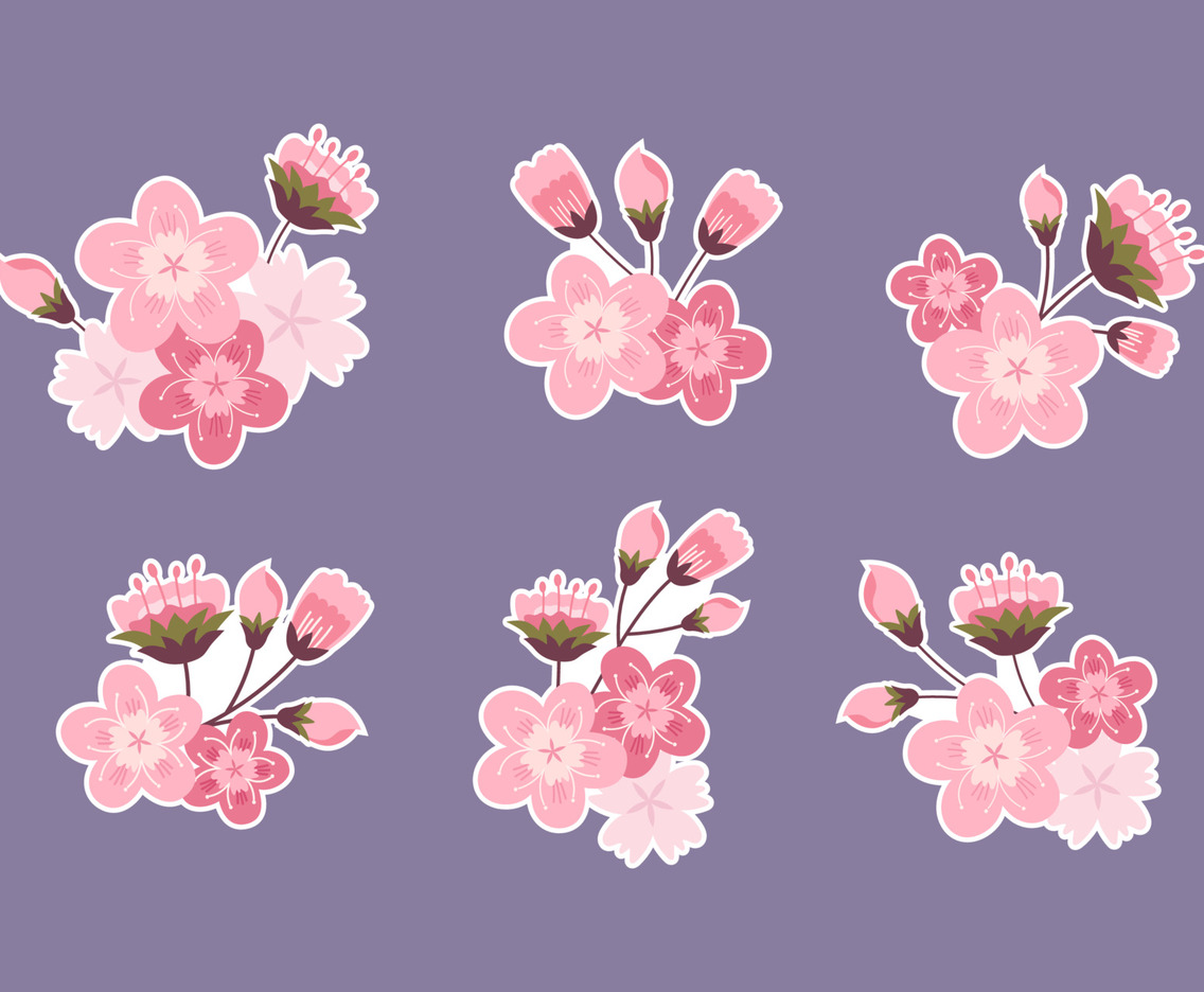 Spring Cherry Blossom Stickers Collection Set