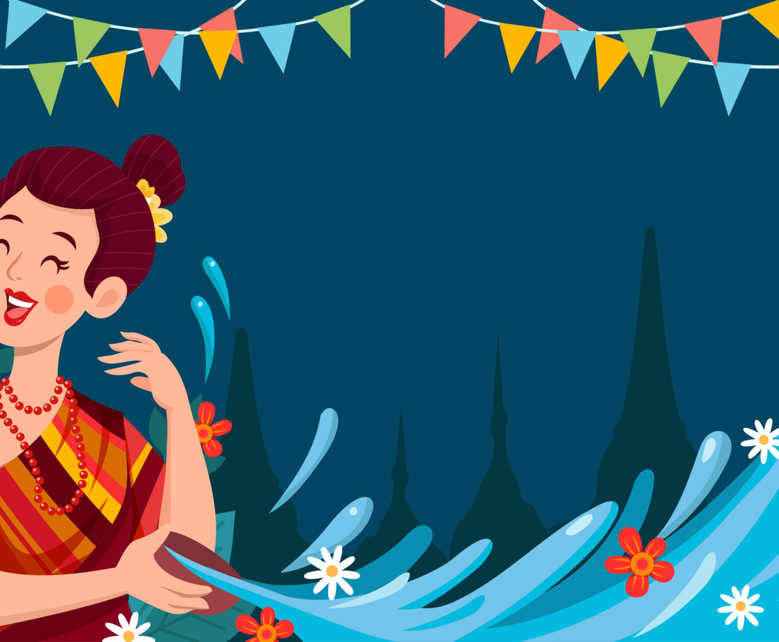 Woman Celebrate Songkran Festival Background