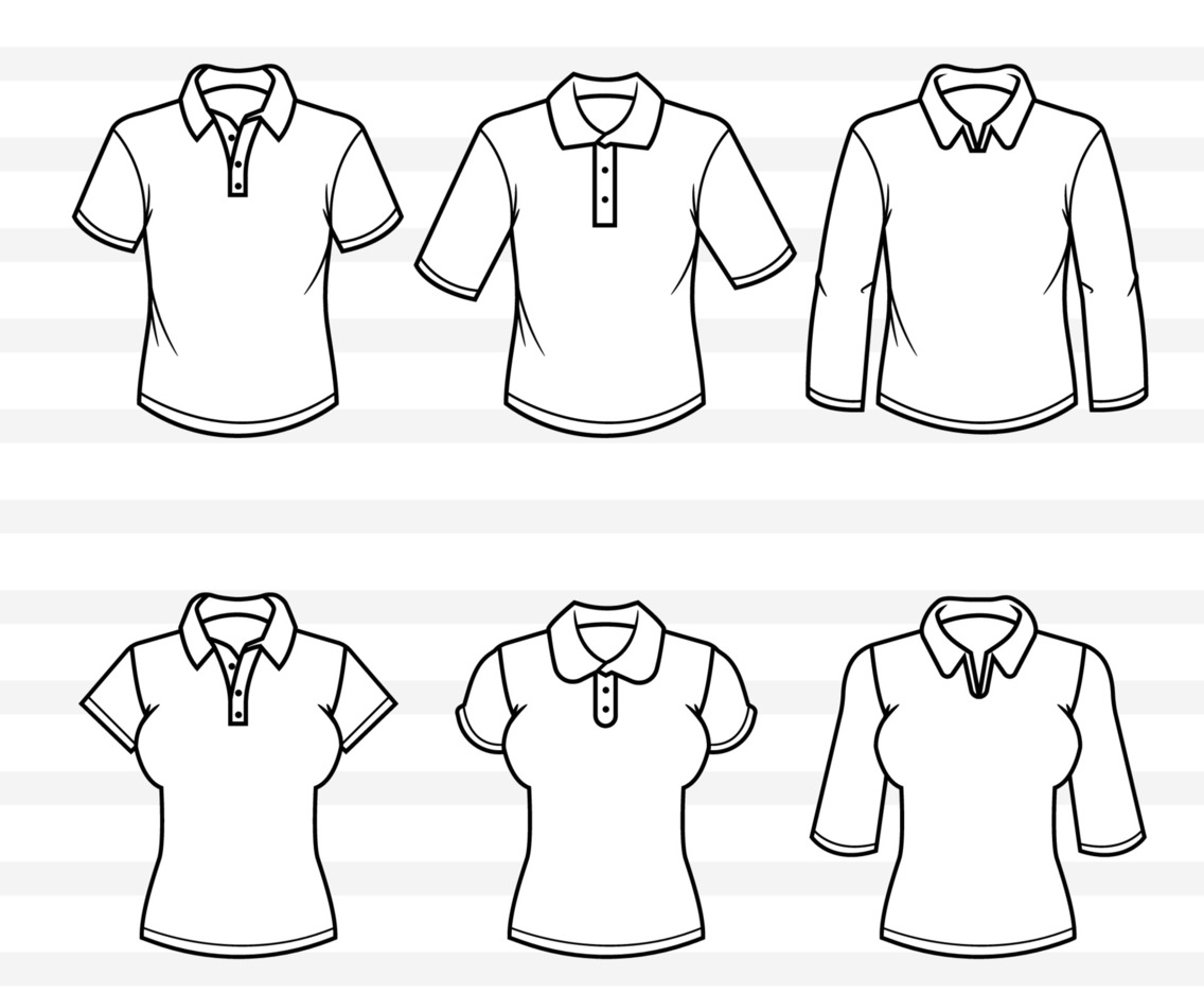 Casual Polo Shirt Flat Outline Mock Up