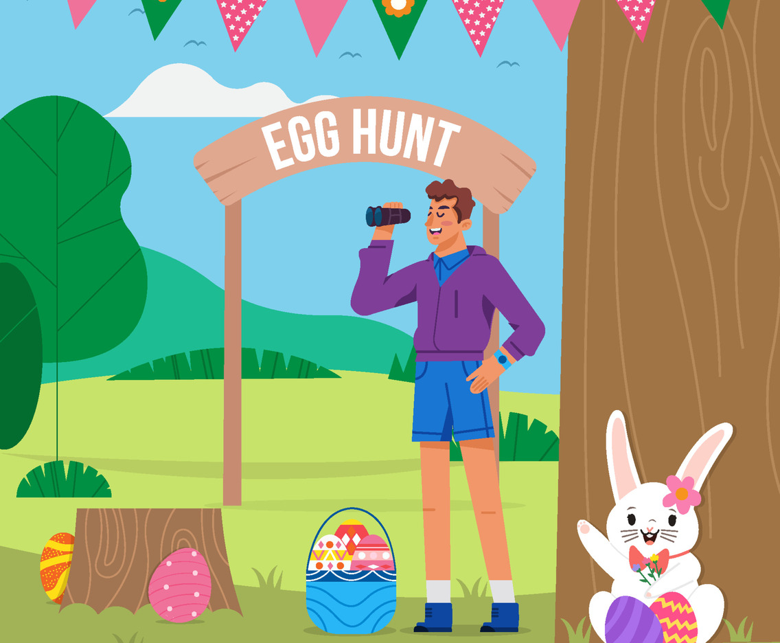 Man Search for Easter Bunny at Egg Hunt