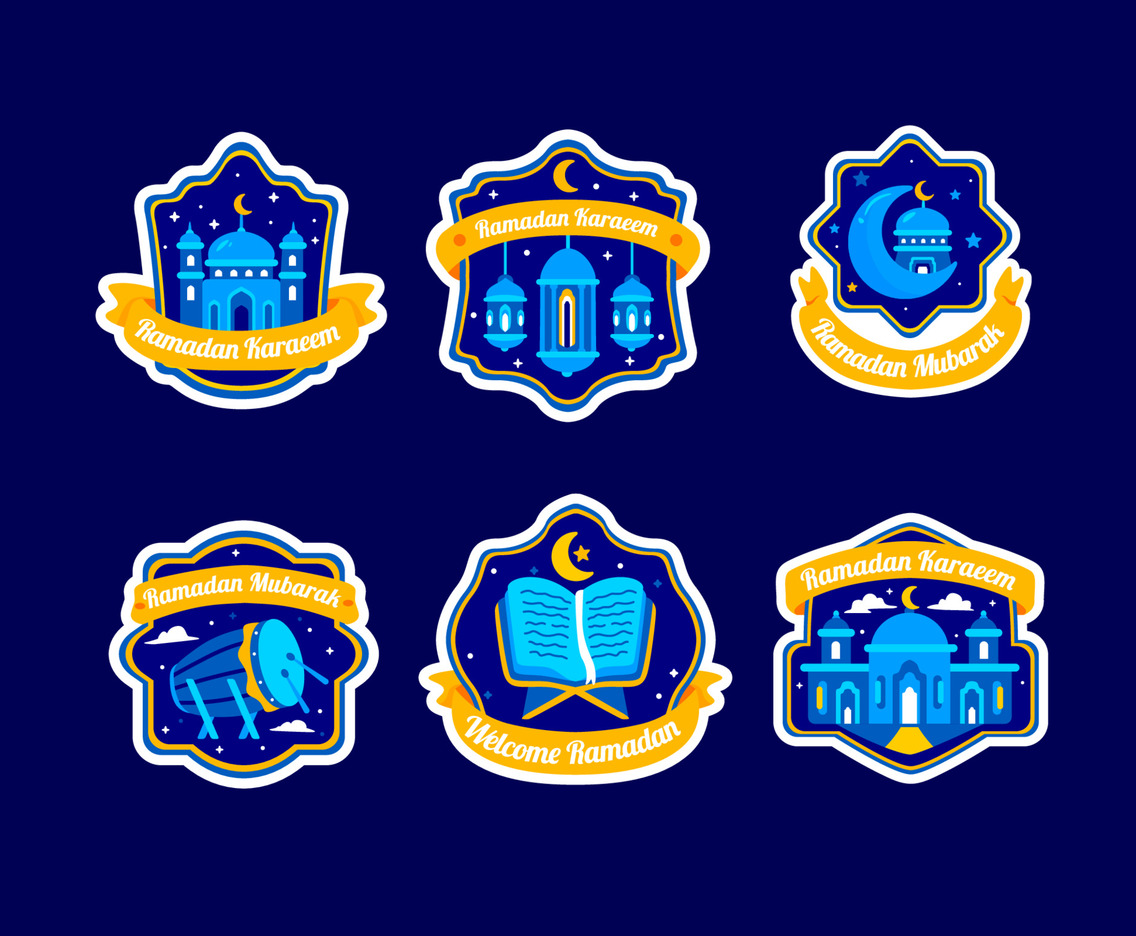 Elegant Ramadan Stickers Element With Flat Effect