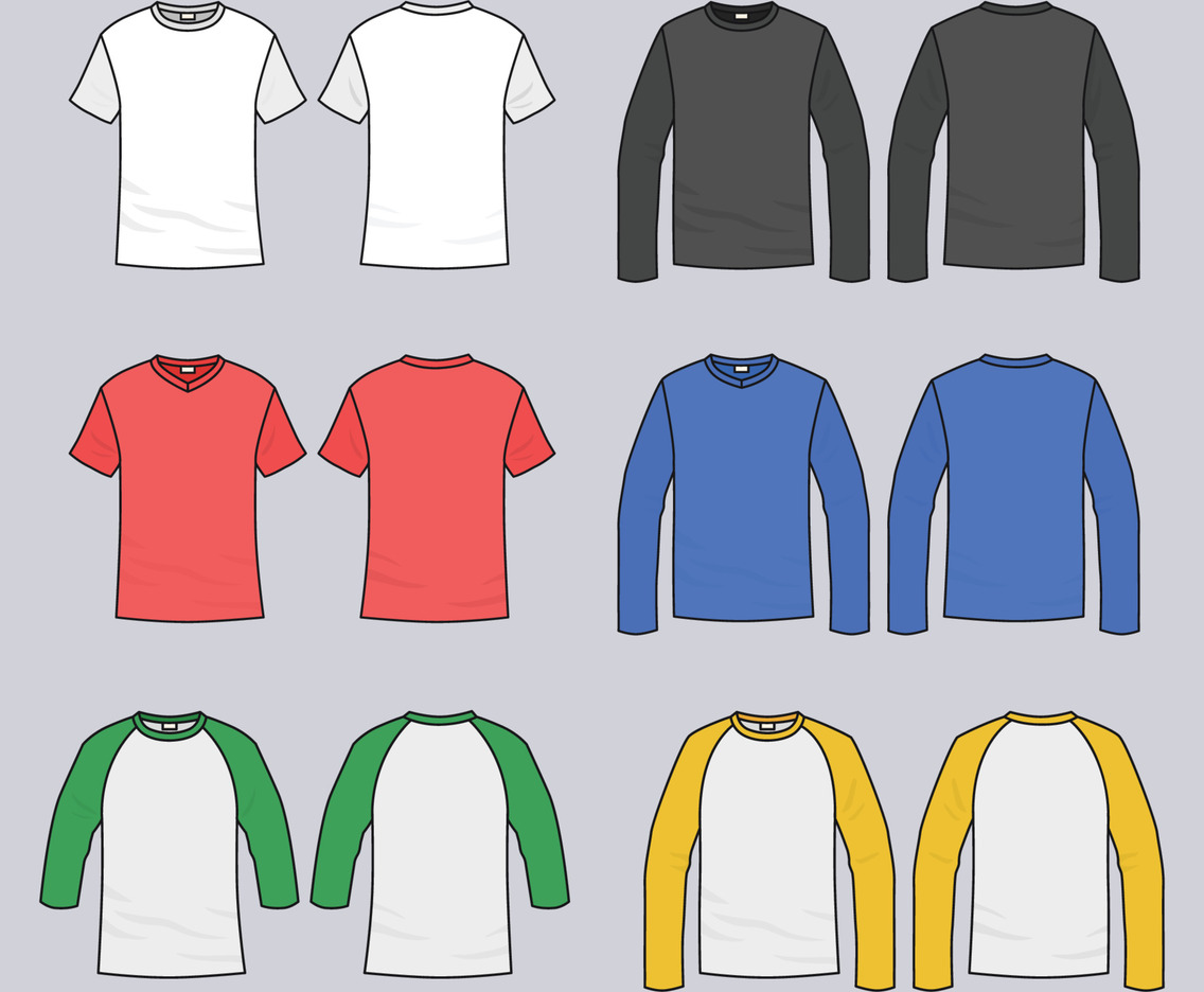 Set of Flat T Shirt Mock Up