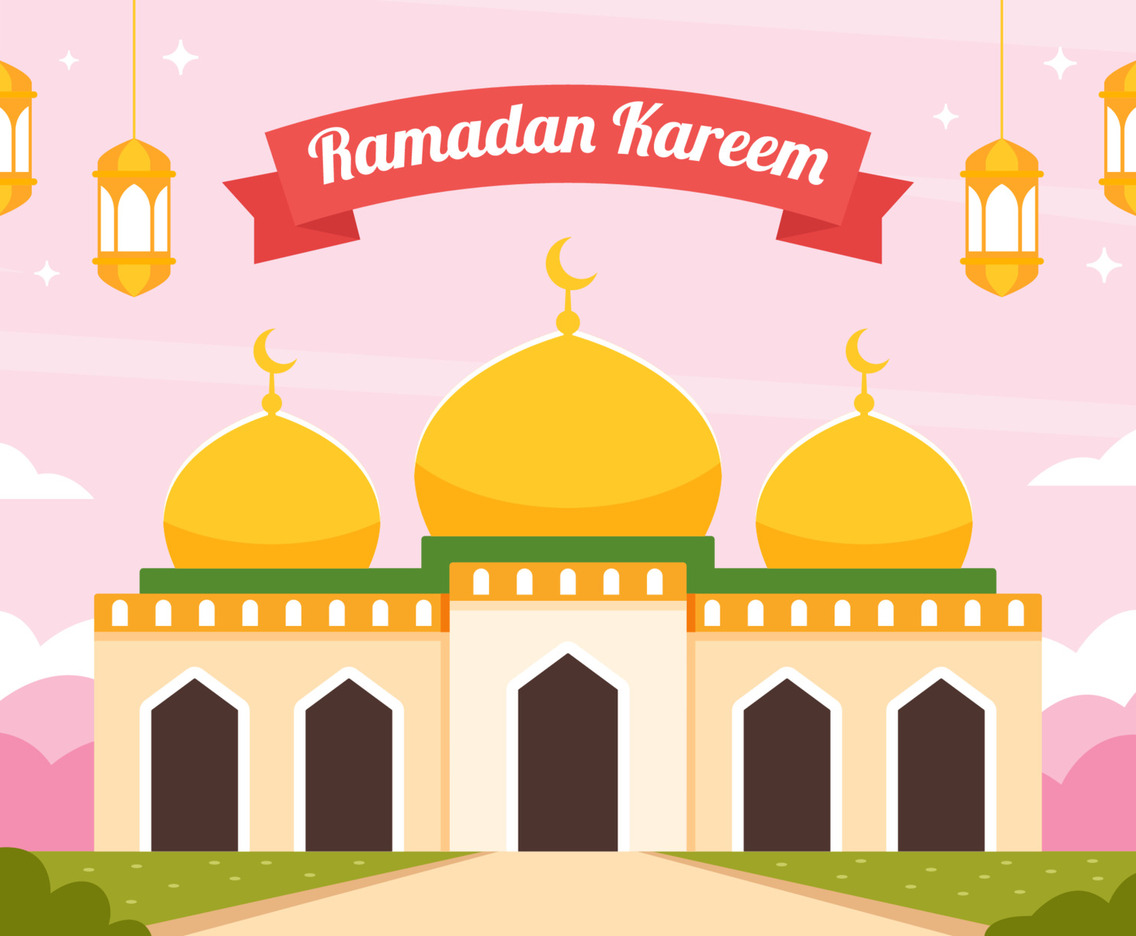 Ramadan Kareem Celebration with Mosque Background