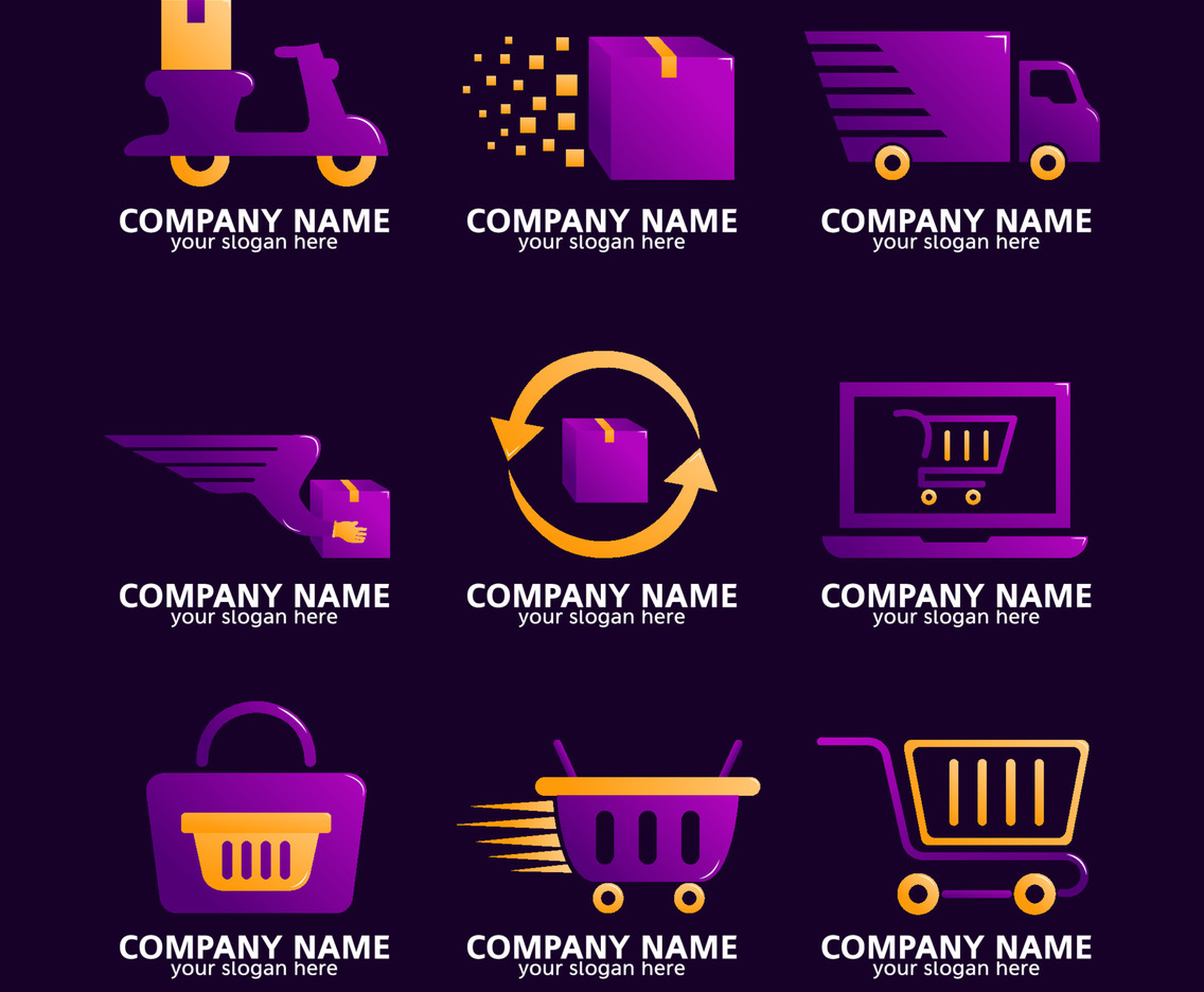 Set of Contactless Delivery Groceries Logo