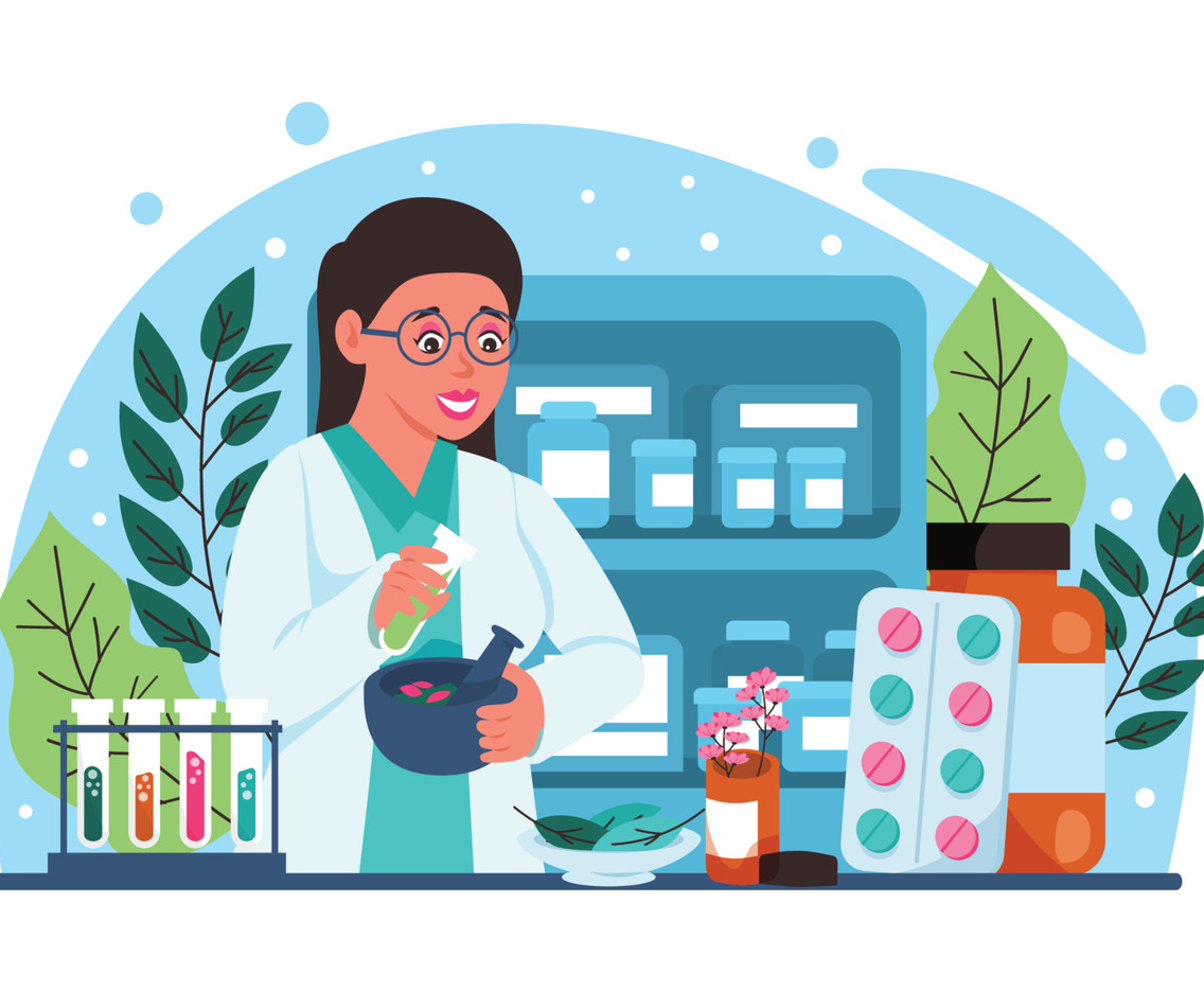 Apothecary Pharmacist Mixing Medical Herbs