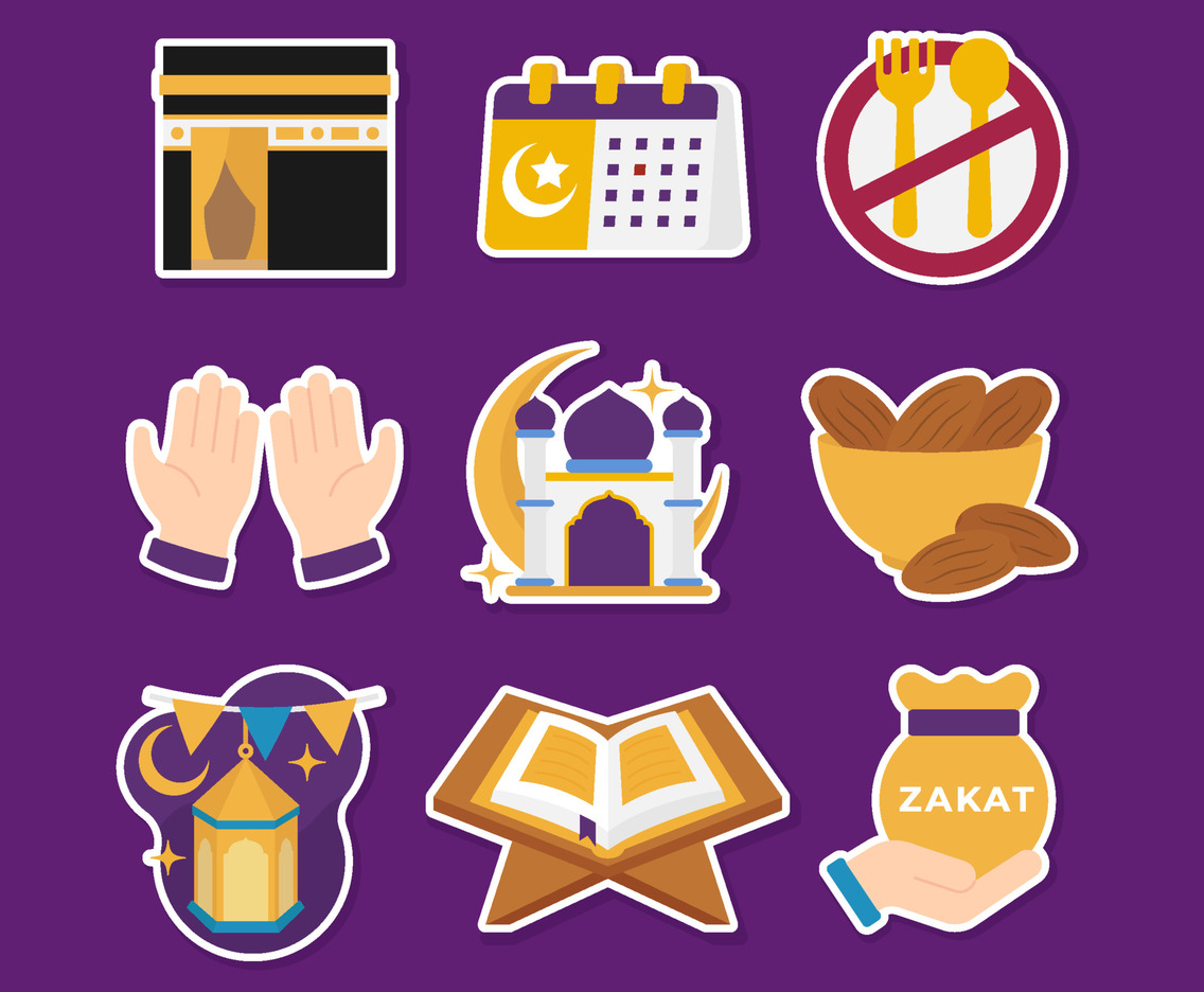 Ramadan Month Sticker Label Set