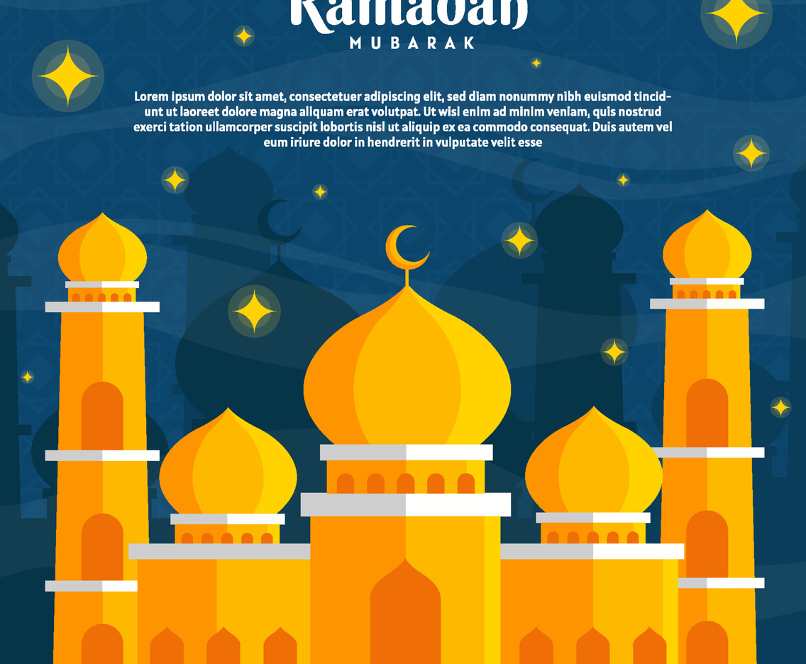 Ramadan Kareem Mosque Flat Background