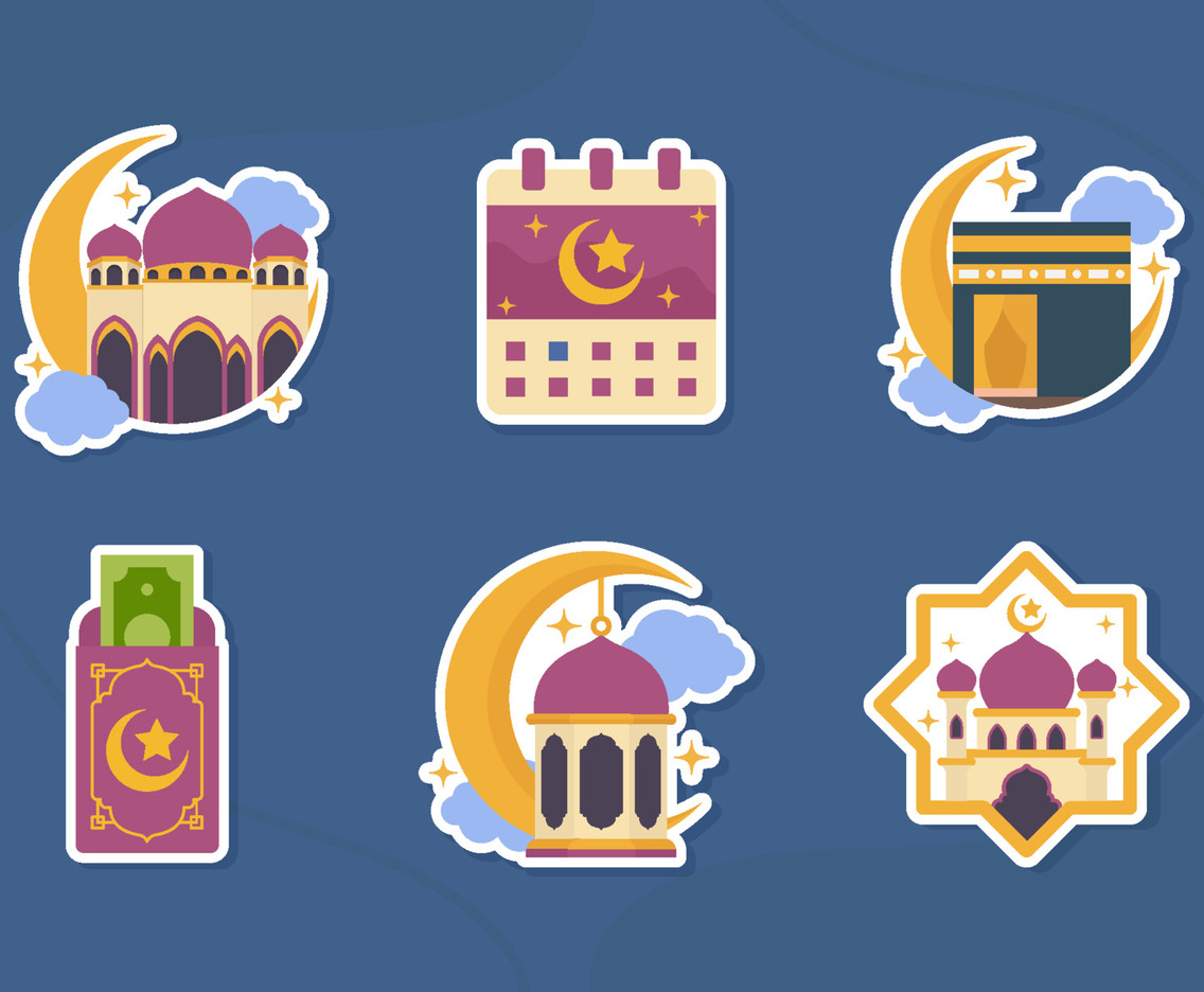 Ramadan Month Sticker Label Set