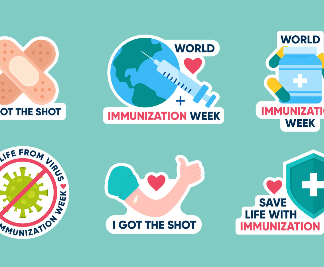 World Immunization Week Stickers Collection Set