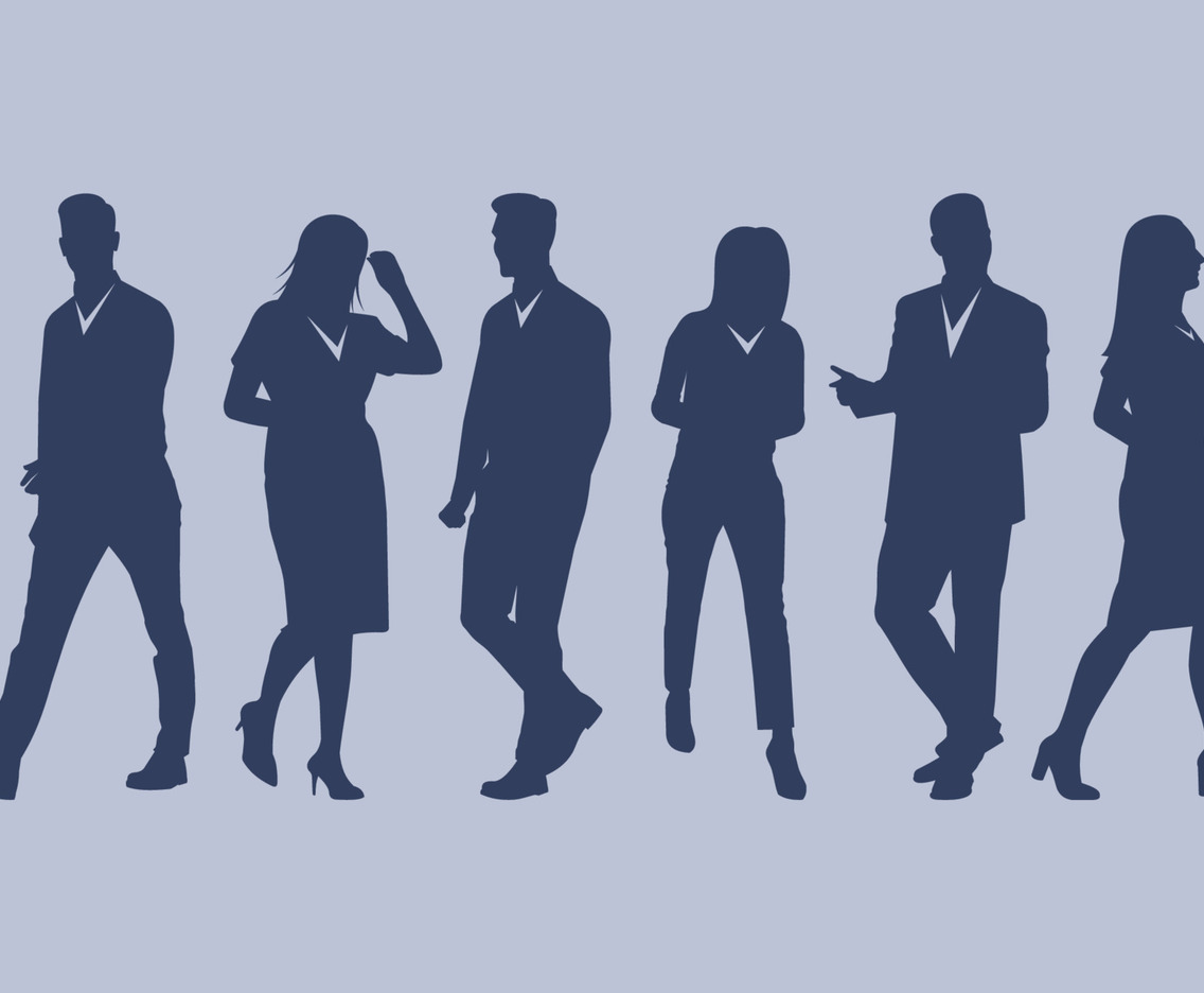 Business People Silhouettes Walks Character Collection