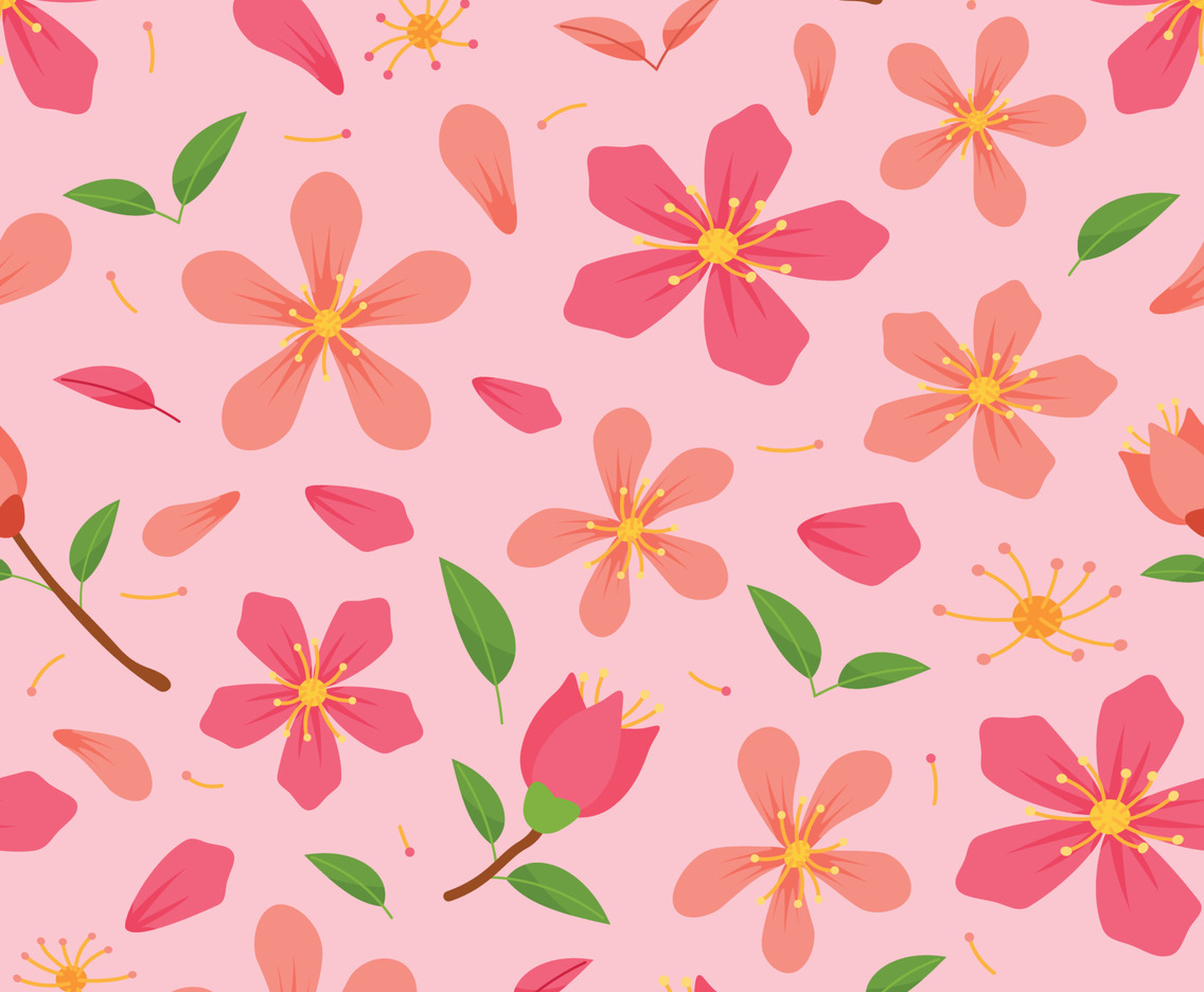 Pink Cherry Blossom Seamless Pattern