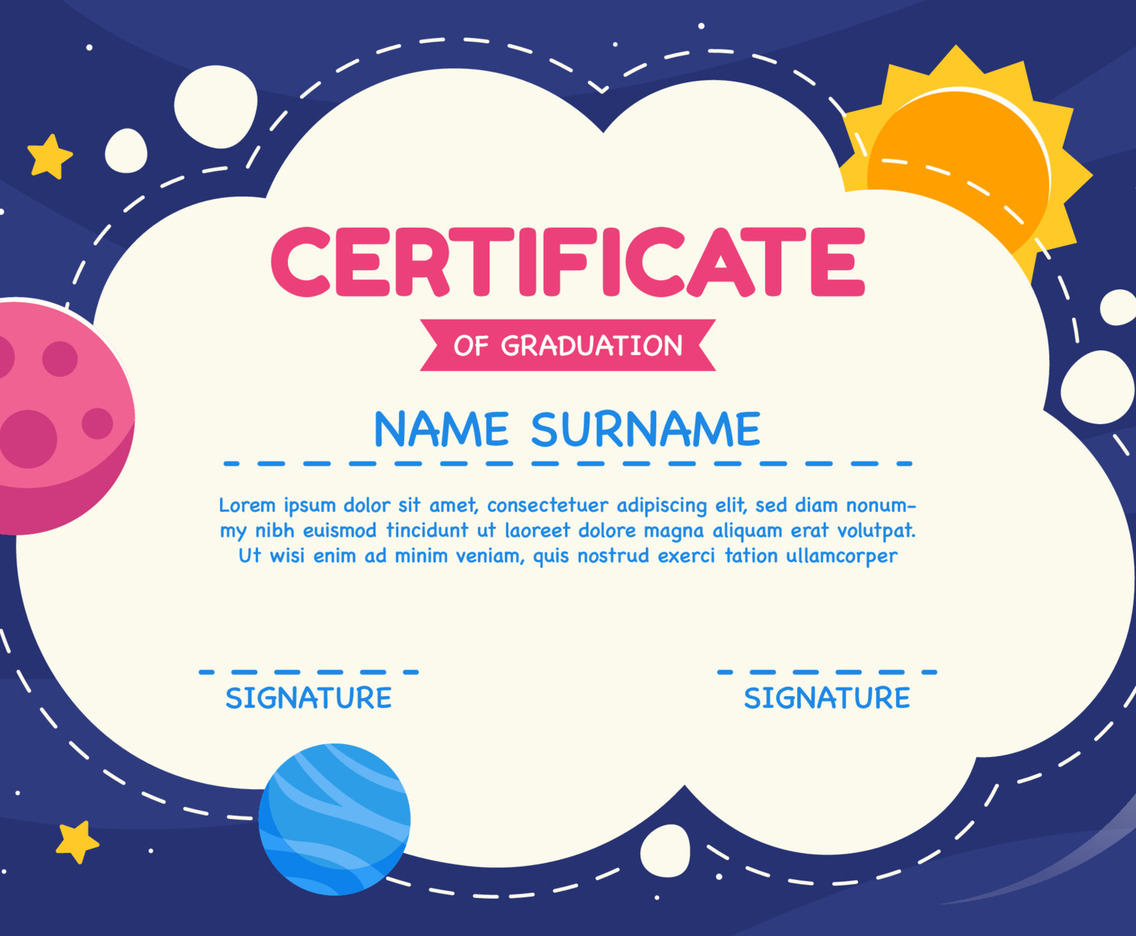 Kindergarten Certificate for Kids Template