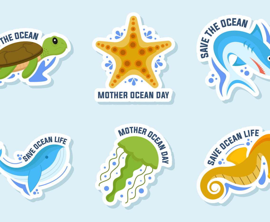 Mother Ocean Day Stickers Set