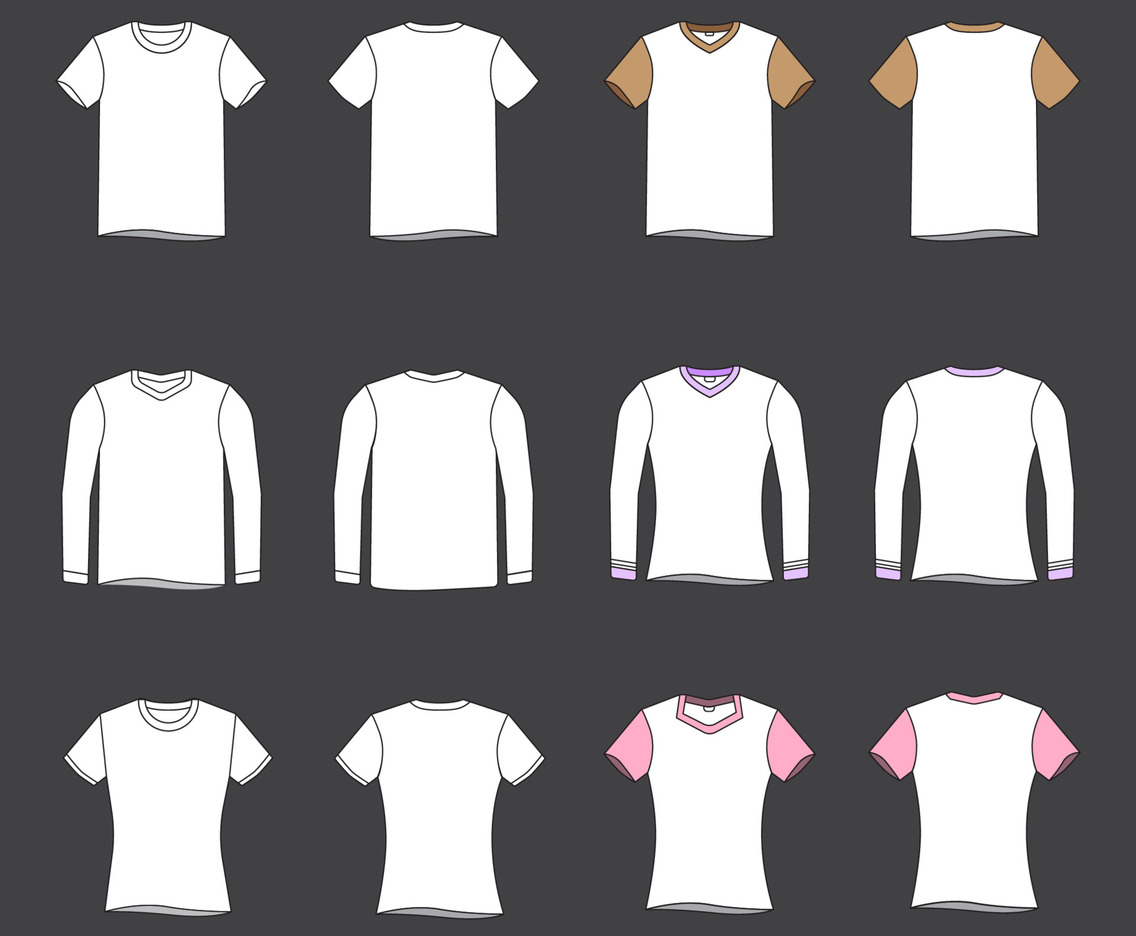Flat T-Shirt Outline Mockup Pack
