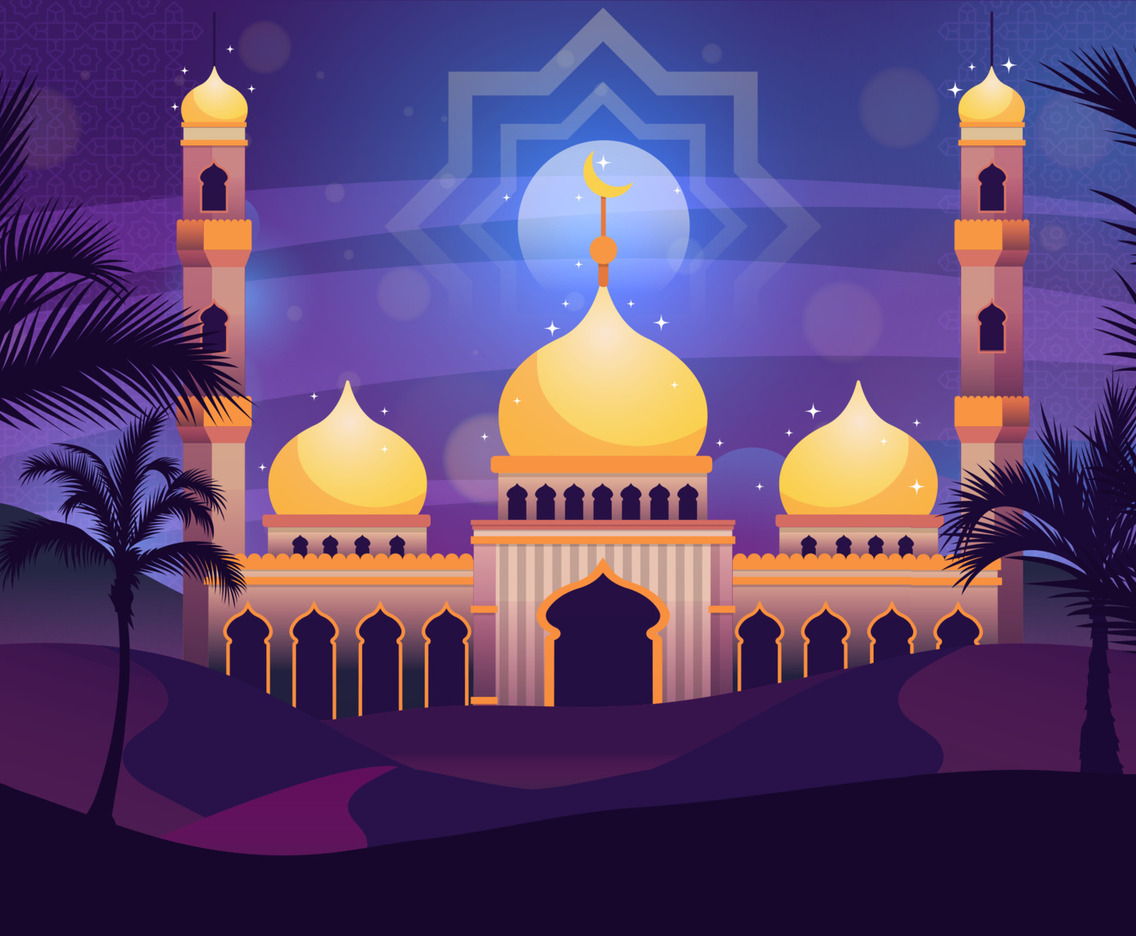 Mosque in the Beautiful Desert Background