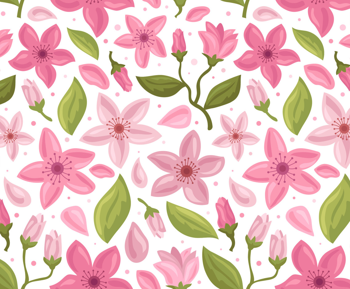 Cute Cherry Blossom Seamless Pattern