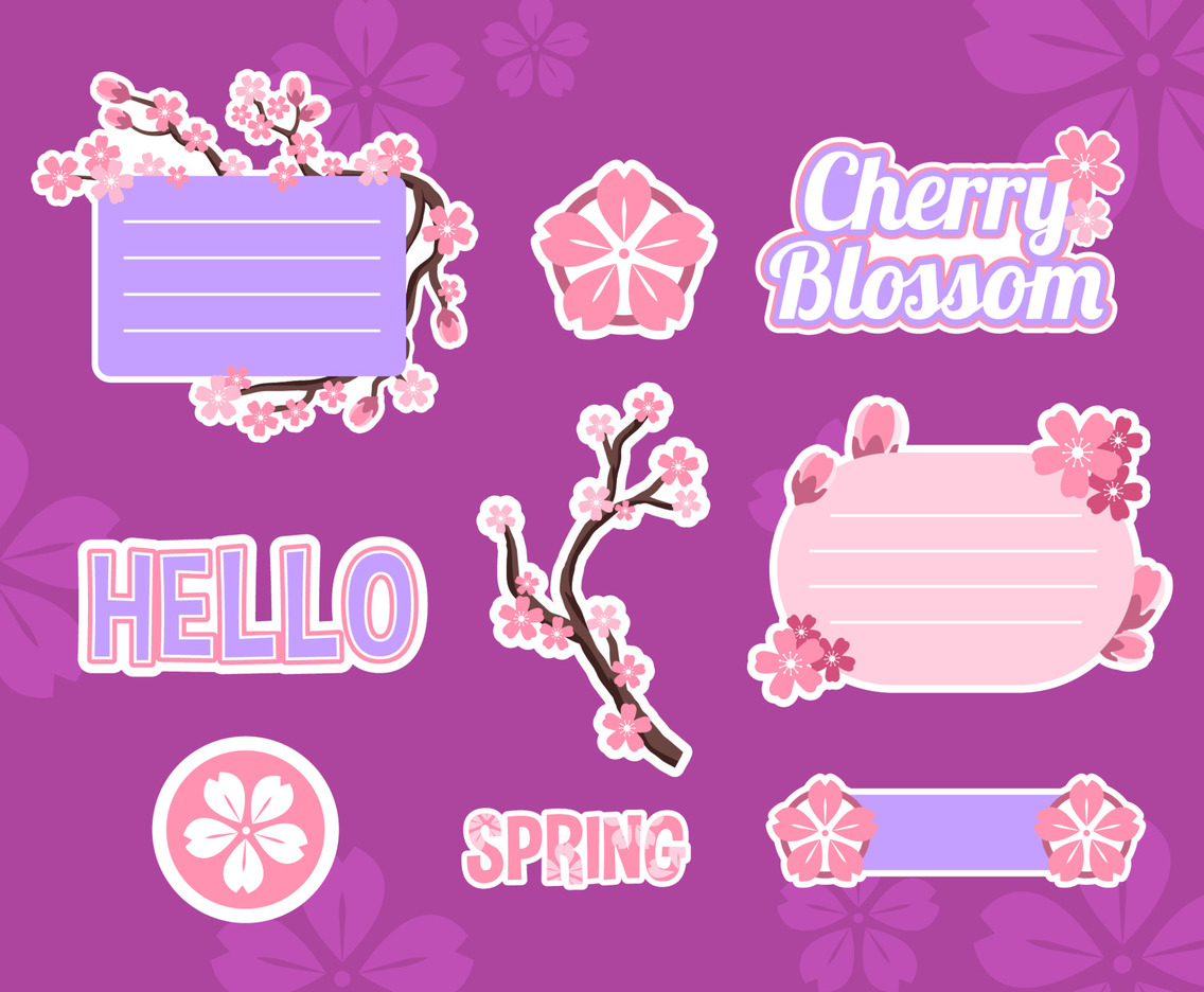 Sweet Pink Spring Cherry Blossom Journal Sticker