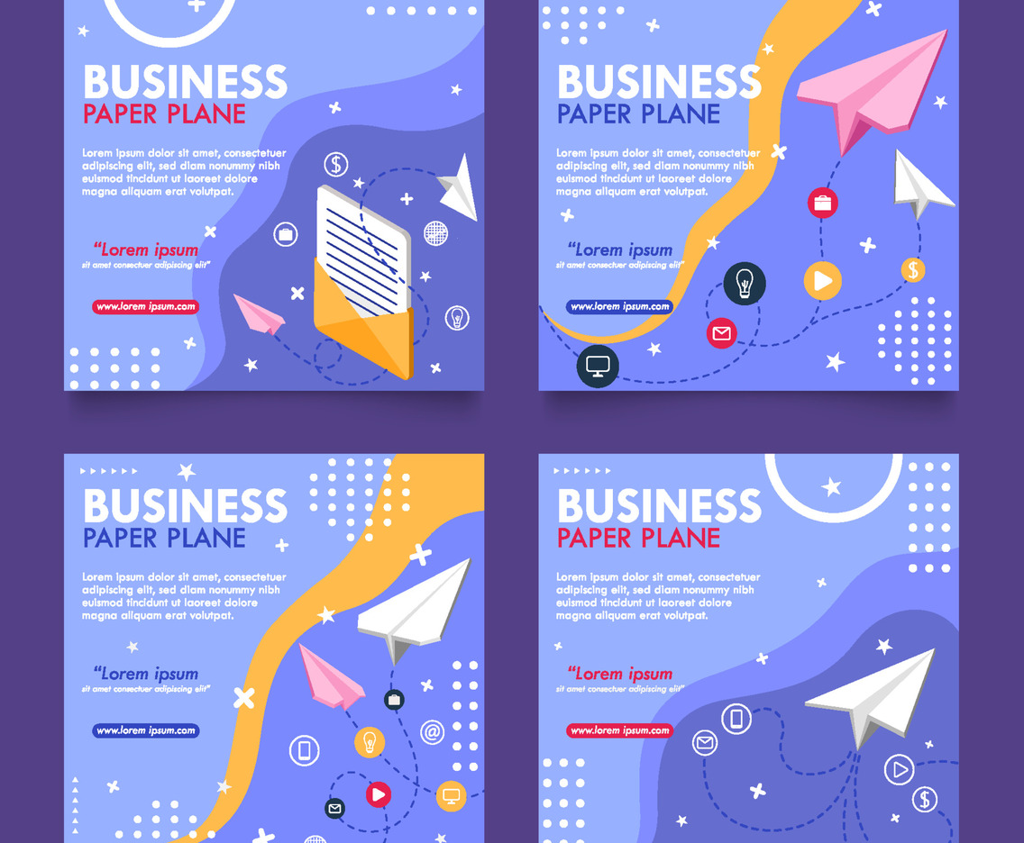 Business Paper Plane Social Media Post Template