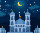 Flat Ramadan Month Mosque Background