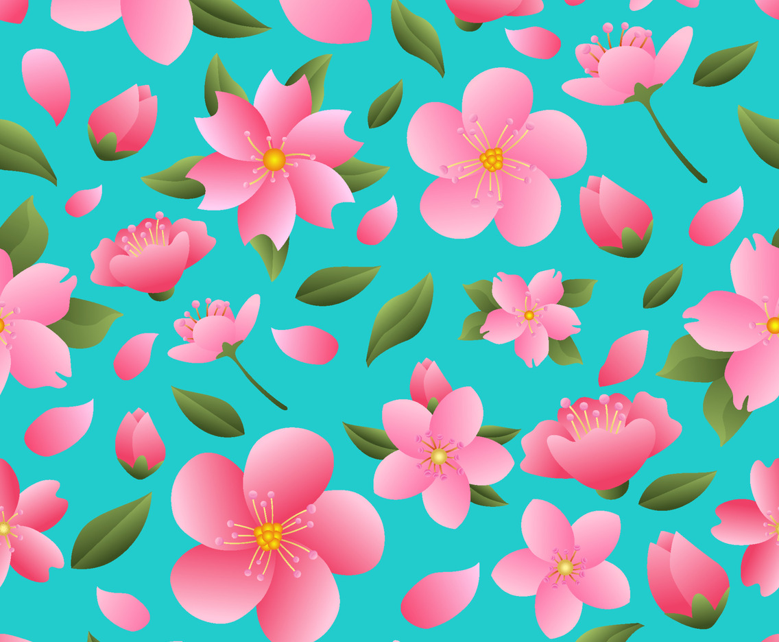 Cute Cherry Blossom Seamless Background