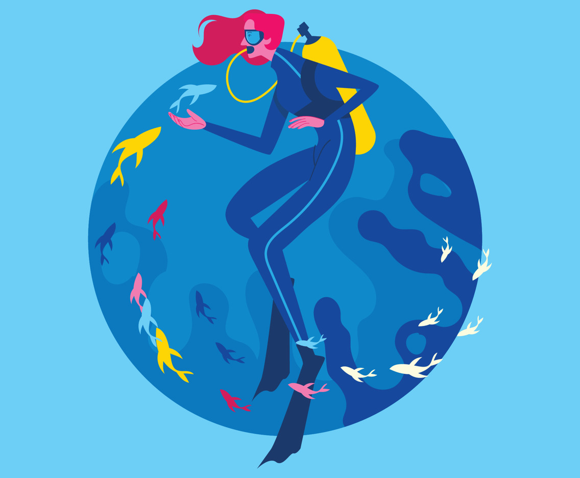 Female Diver in the Ocean