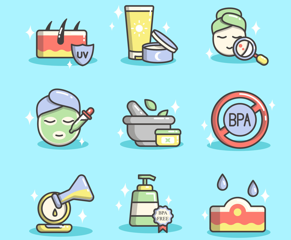 Icon Set of Skin Care Beauty Laboratory
