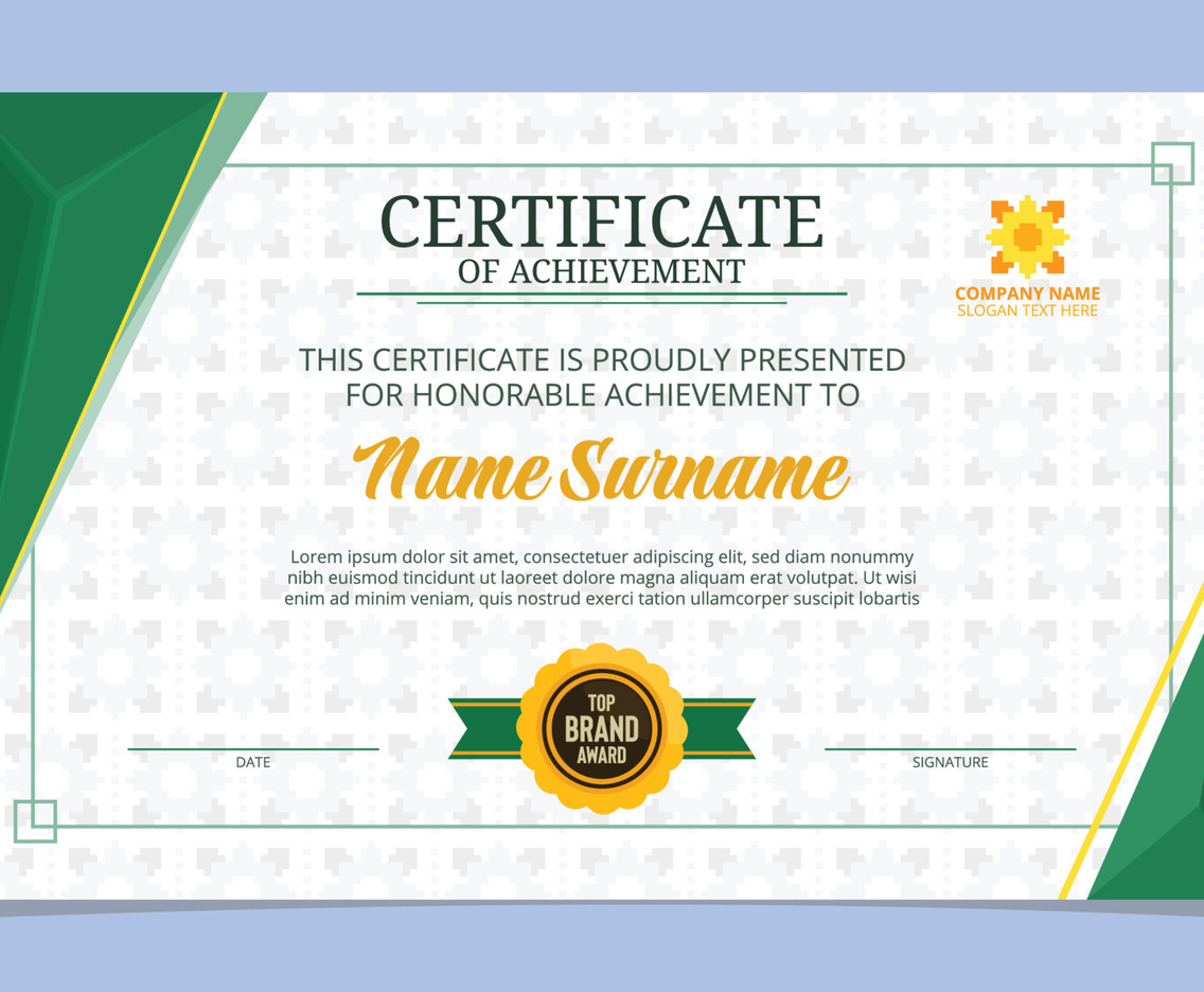 Green Certificate of Achievement Template