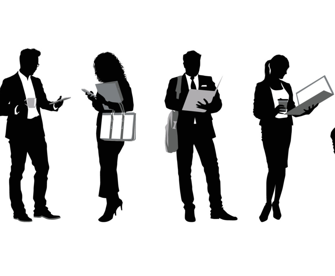 Individual Business People Silhouettes Holding Items