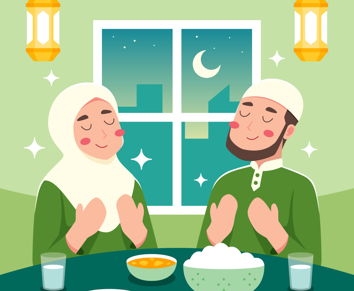 Muslim Couple Having Iftar at Ramadan
