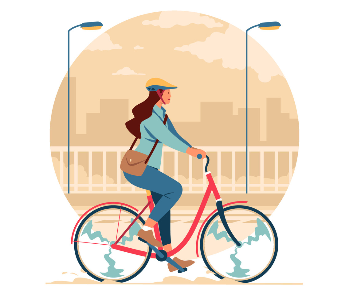 Woman Cyclist Goes to Work