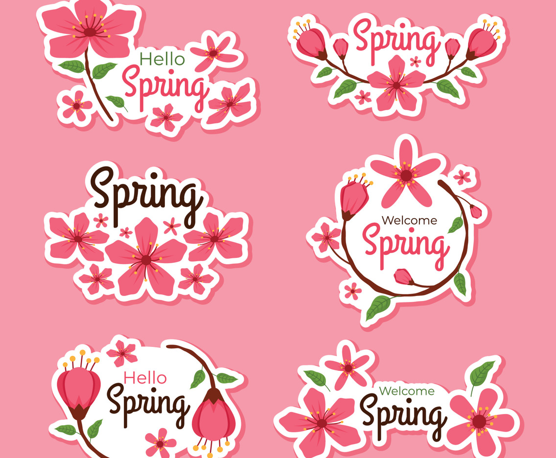 Pink Cherry Blossom Sticker Set