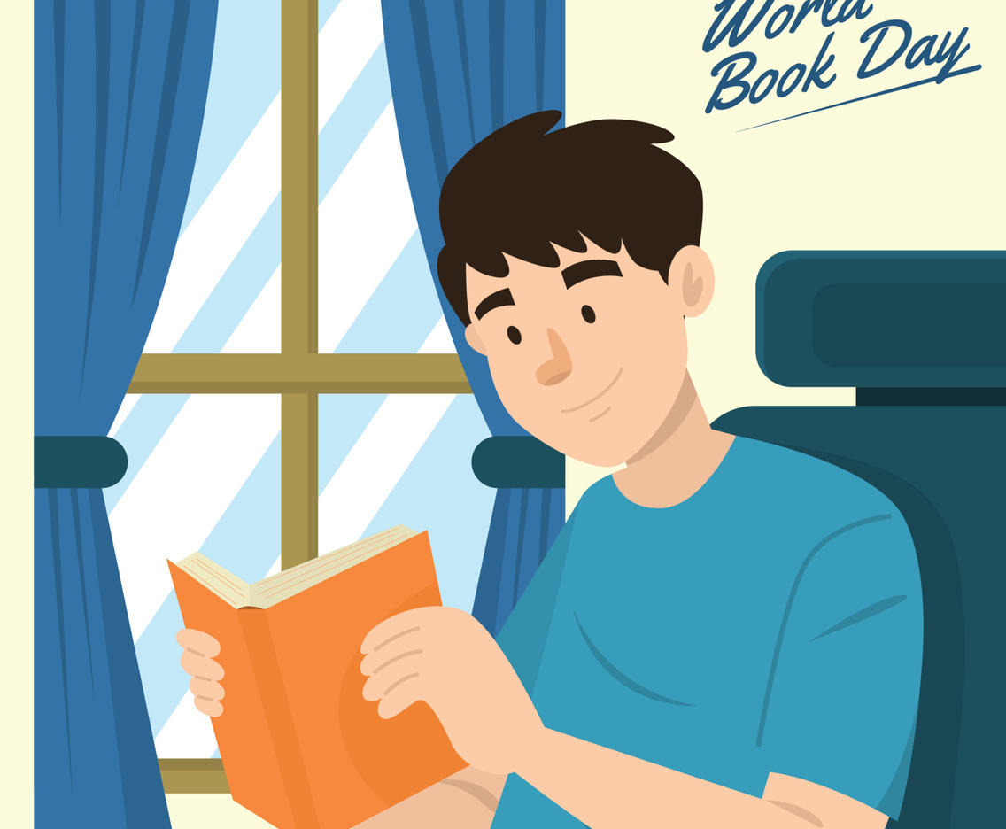 A Young Man Reading Book In The Room