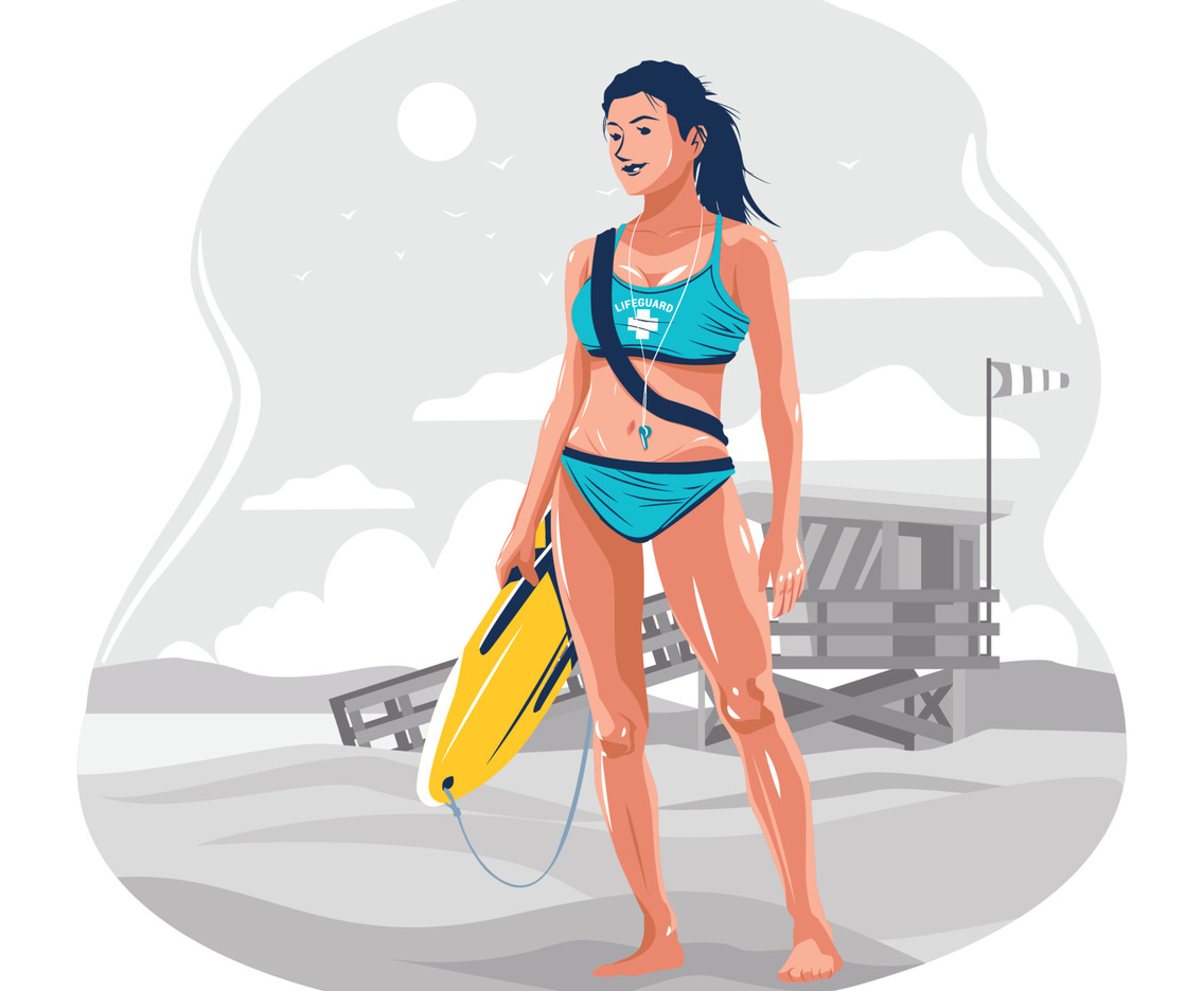 Female Lifeguard in the Beach Concept
