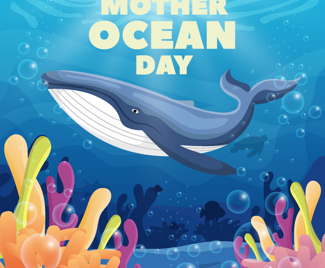 Whale in World Ocean Day Concept