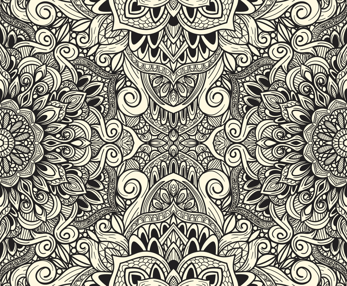 Seamless Background Zentangle Mandala Line Art