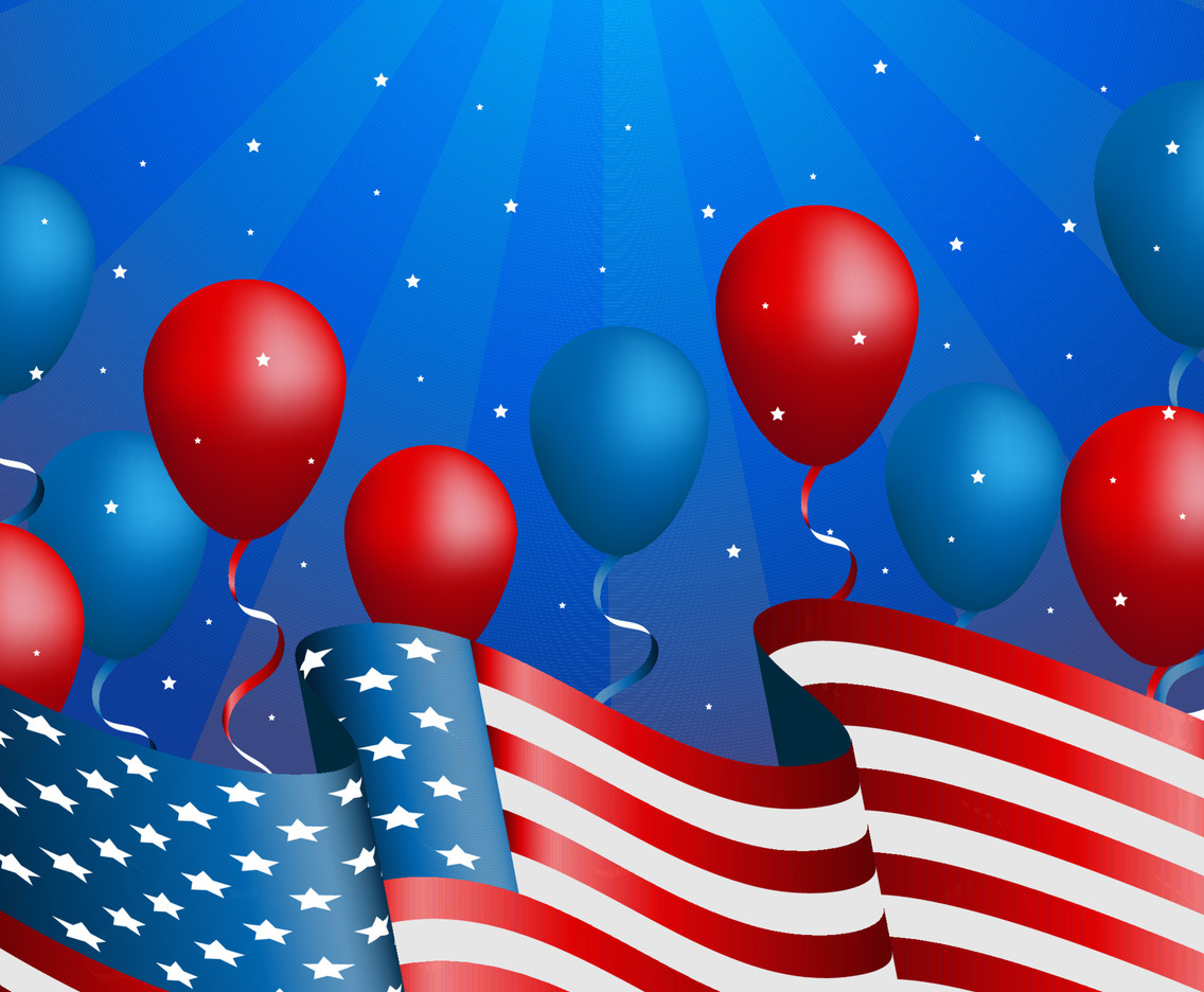 4th July American Flag and Balloons