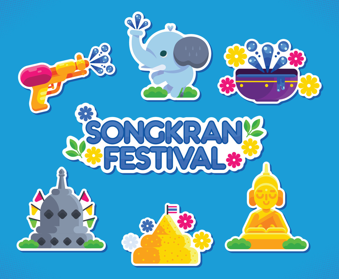 Songkran Festival Sticker Set