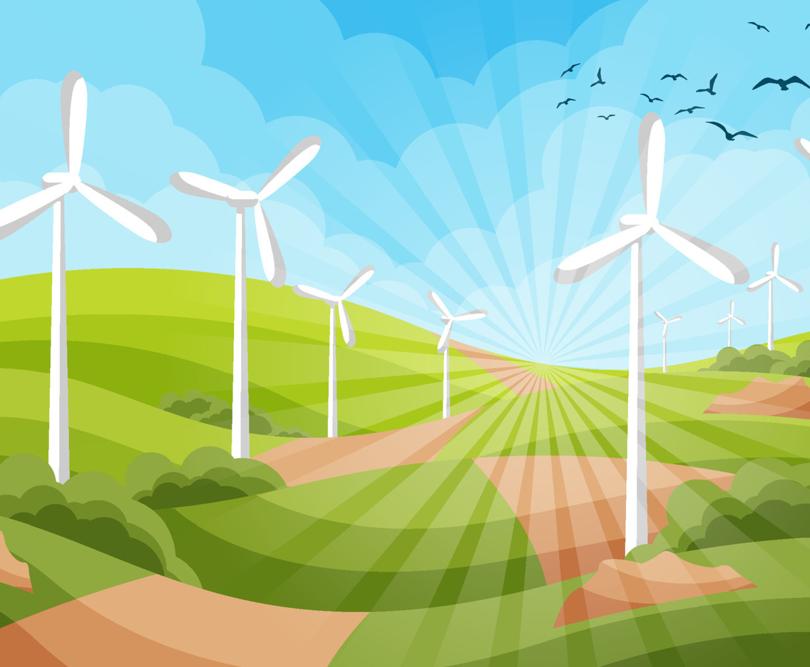 Landscape with Green Eco Technology Concept