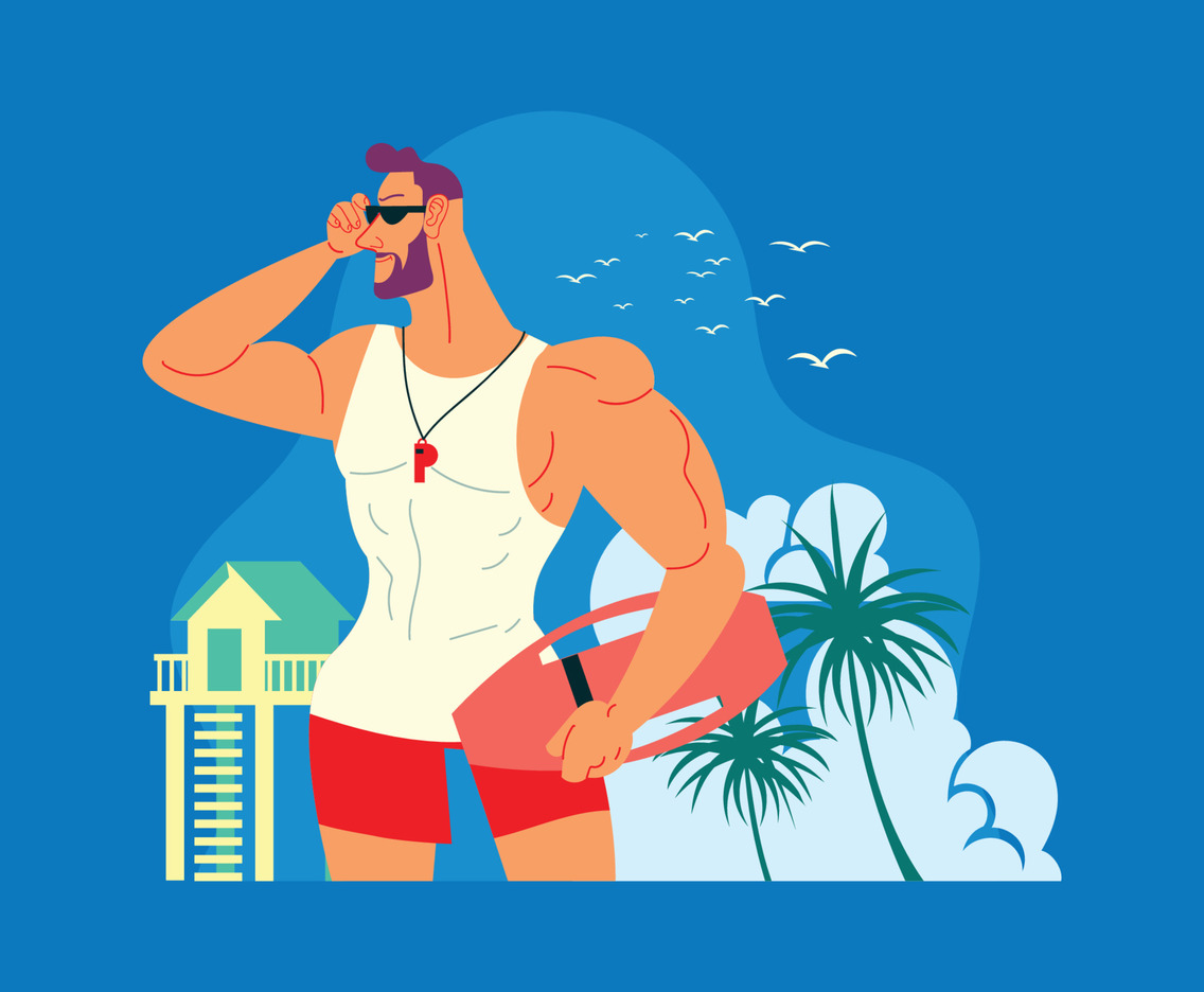Cool Lifeguard with His Sunglass