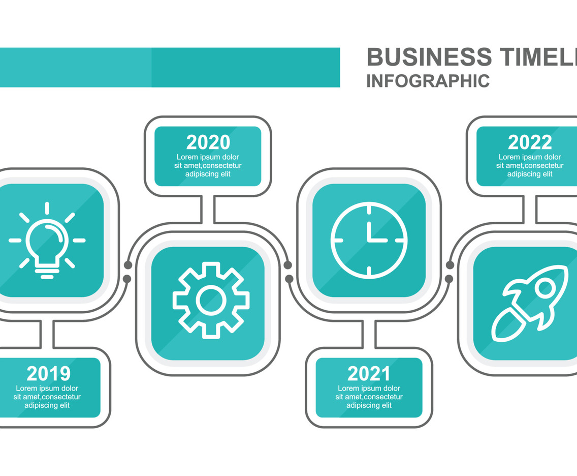 Business Timeline Infographic Template with Outline Style