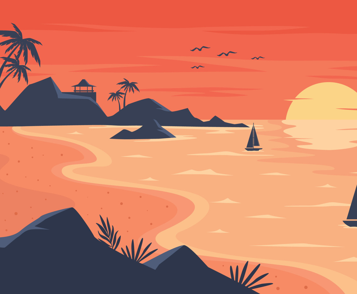 Sunset Beach Scenery Background