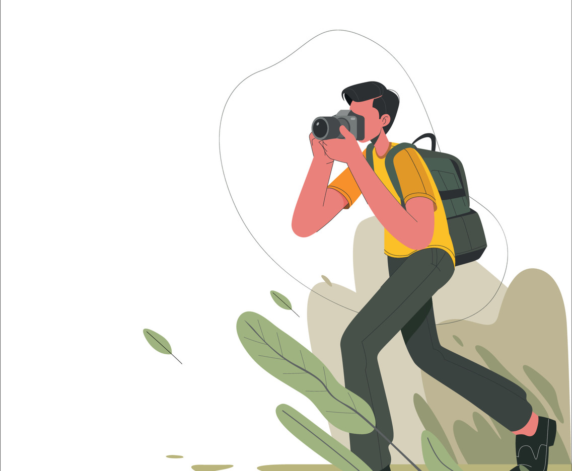 Photographer taking pictures of natural scenery