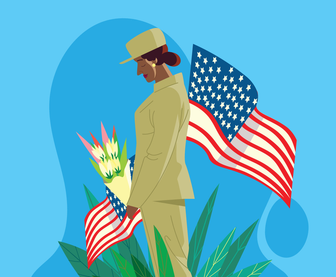 Woman US Army in Memorial Day