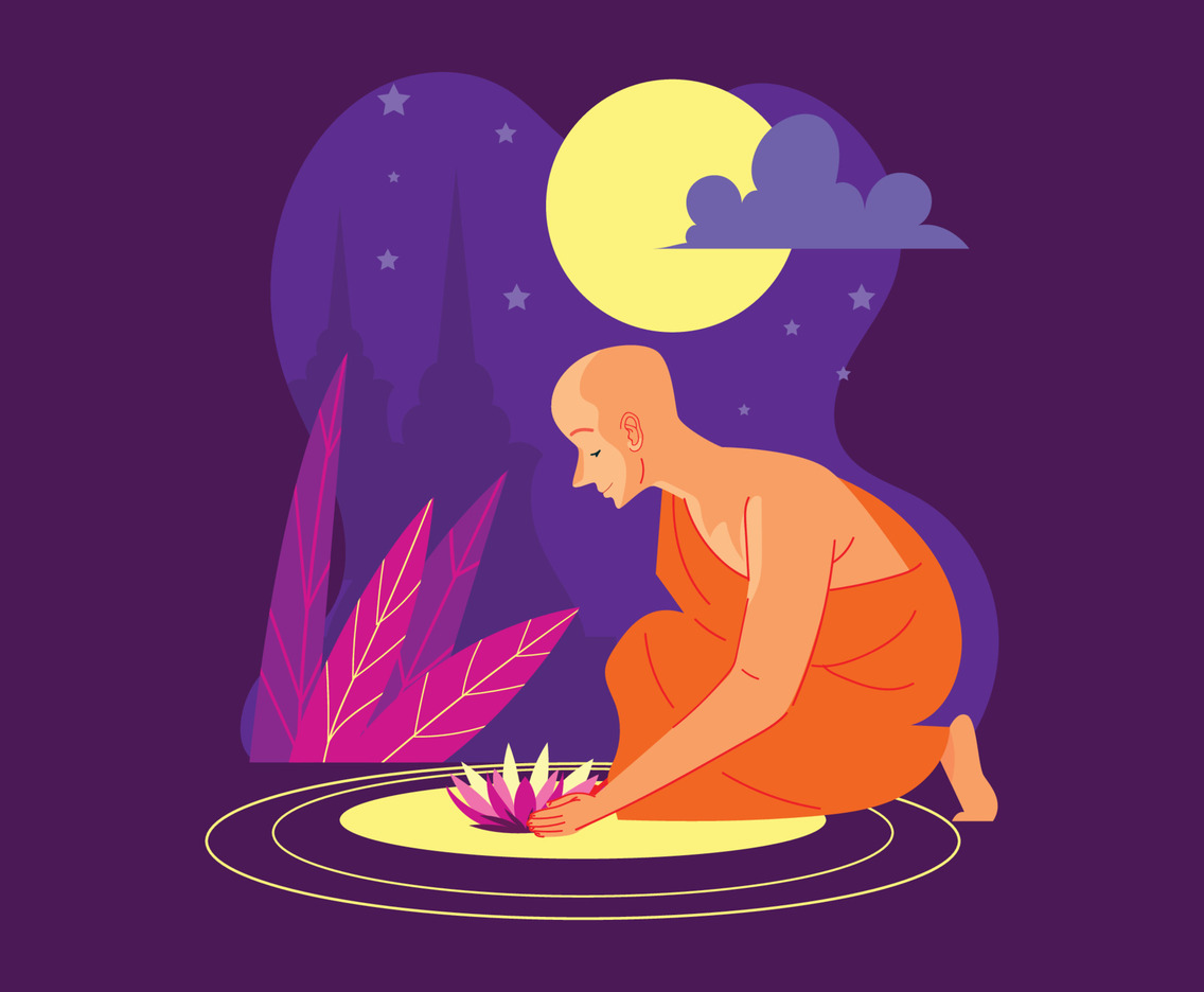 Monk with Lotus
