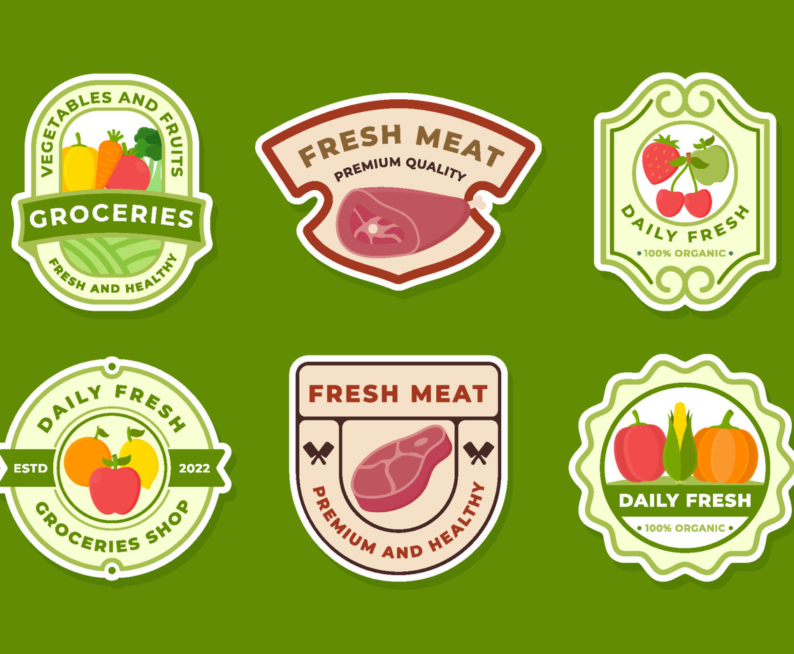 Groceries Shop Logo Set Template