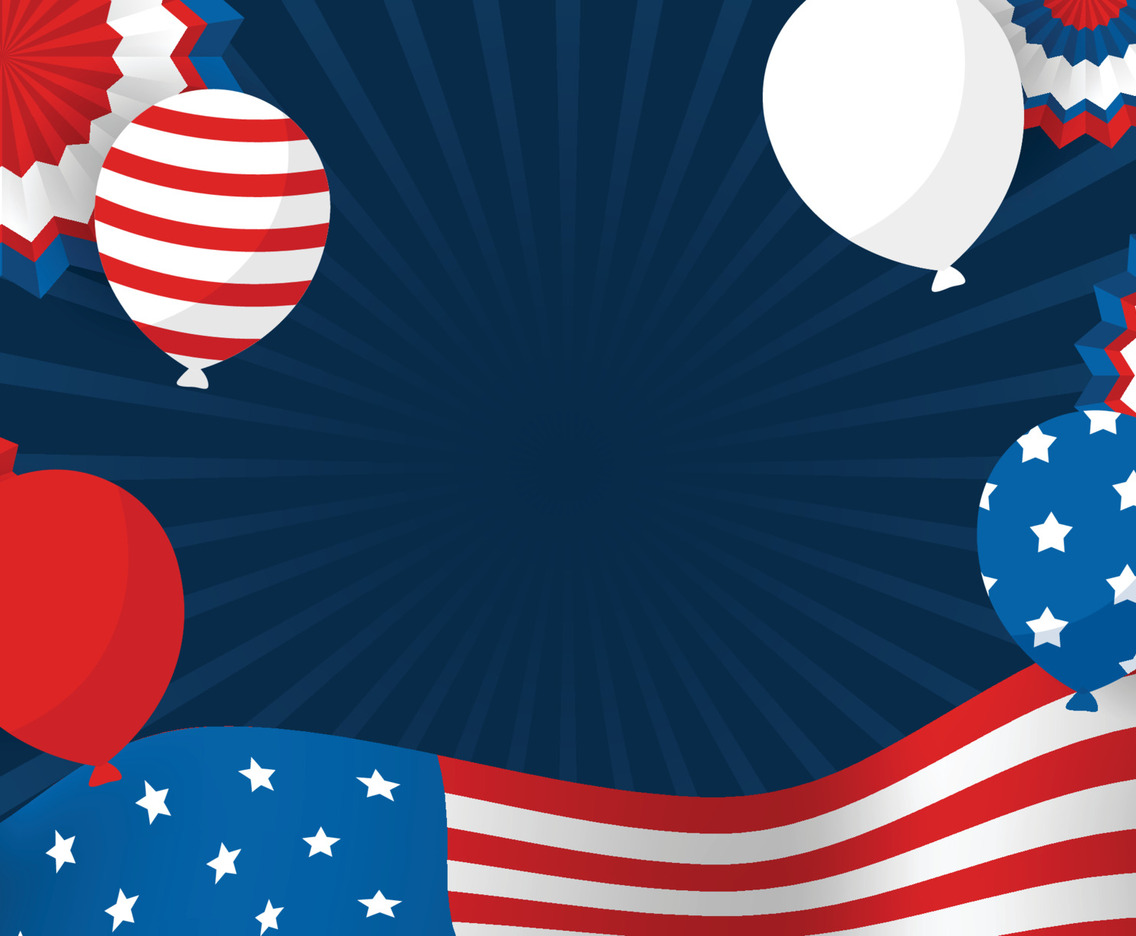 USA 4th Of July with Flag and Balloon Background